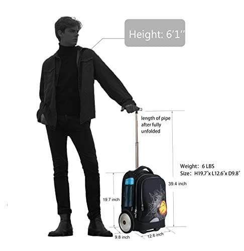 UNIKER Rolling Laptop Bag for 14 Inch Laptop,Roller Bag,Backpack with Wheels,20 Inch Wheeled Computer Bag (Basketball)3