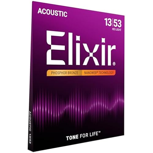 Elixir, Acoustic Guitar Strings, Phosphor Bronze, NANOWEB, 6-String, 13-53