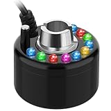 Yaomiao 1 Piece Halloween Mist Maker Fogger Small Ultrasonic Fog Machine Fountain Mister Fogger Water Garden Pond Foggers Air Humidifier with 12 LED Light Flashes for Halloween (Black)
