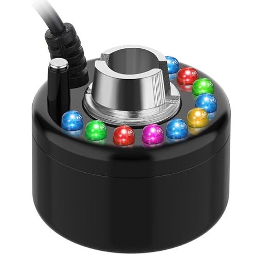 Yaomiao 1 Piece Halloween Mist Maker Fogger Small Ultrasonic Fog Machine Fountain Mister Fogger Water Garden Pond Foggers Air Humidifier with 12 LED Light Flashes for Halloween (Black)