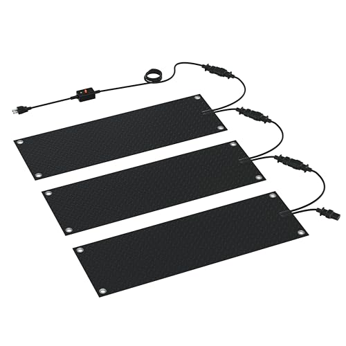 RELIANCER 3PCS Snow Melting Mats 10x30 Outdoor Heated Snow-melting Walkway Mat Anti-Slip Rubber Mat for Winter Snow Removal Electric Snow and Ice Heating Pads for Stairs Sidewalks Entrances Doorways