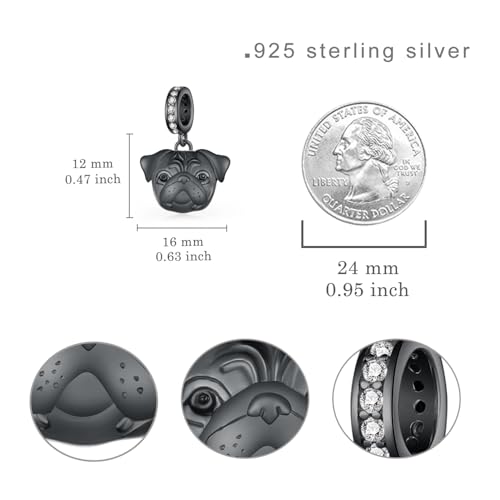 Pug Gifts for Pug Lovers 925 Sterling Silver Black Pug Charms Pug Gifts Black Pug Gifts for Women Pug Lovers Dog Lovers4