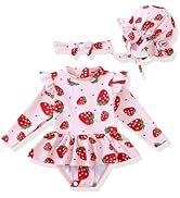 Renotemy Infant Baby Girls Swimsuit Toddler Bathing Suit Long Sleeve Zipper One-Piece Rash Guard ...