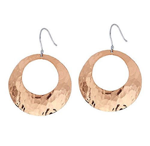 Large Hammered Solid Copper Hoop Earrings – 45Mm Dangling Boho Circle Copper Jewelry - 1.7 Inches #TOP17