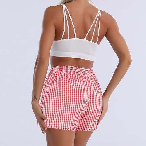 Image of Boxer Shorts for Women Gingham Sleep Y2k Printed Boxers Pj Boxer