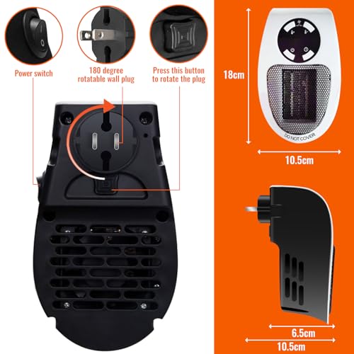 Throihg Top 2pc 500W Smart Space Electric Fan Heater with Adjustable Thermostat and Timer, Portable Indoor Heater by throihg - Image 5