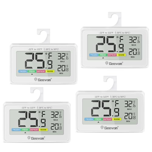 Geevon Digital Refrigerator Thermometer 4 Pack