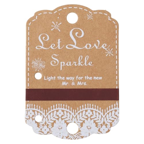 100pcs Rustic White Lace Wedding Sparkler Tags Send Off Exit Sleeves Tags for Wedding Decor with Strikes Kraft Paper