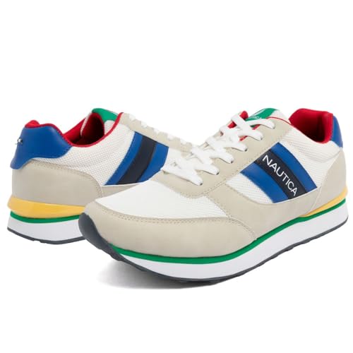Image of Nautica Men's Lace-Up Sneakers - Casual, Stylish, and Comfortable for Walking