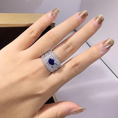 Sparkling Luxury Rings with Oval Blue Cubic Zirconia for Women Gorgeous Wedding Accessories4