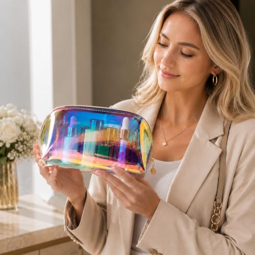 Image of TSA Approved Toiletry Bag Pack of 2 Travel Makeup Bag Clear Cosmetic Bag Make Up Organizer PVC Transparent Make Up Bag Waterproof Clear Zipper Pouches SPF Bags for Women for Toiletries Accessories