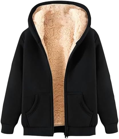 zip up sweater hoodie fleece jacket women sherpa lined plus size jackets for winter hoodies ladies sweatshirt long fall thick warm coat outdoor clothes woman pullover oversized sweatshirts fuzzy