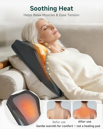 Image of Snailax Back Massager with Heat, 3D Shiatsu Neck Massage Pillow, Vibration | 8 Fixed Kneading Nodes, Reversible Design, 3 Intensities, Heat & Vibration, Detachable Soft Cover, 30-Min Auto-Off