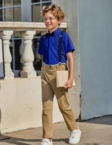 Image of Arshiner Boys Short Sleeve Dress Shirts Solid Button Down Shirts