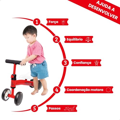 Bicicleta‎‎ Andador‎‎ Tico-Tico‎‎ De‎‎ Equilíbrio‎‎ Sem‎‎ Pedal‎‎ Infantil‎‎ 4‎‎‎ Rodas‎ (Vermelho)