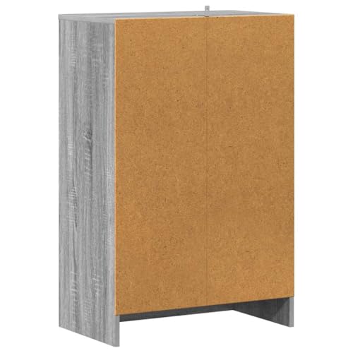 Zapatero gris Sonoma de 92 cm con puertas y soporte de pared para pasillo 8