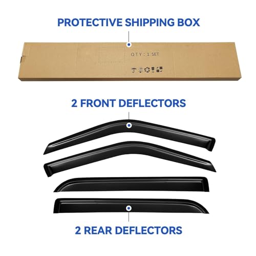 Image of Window Visors Rain Guards for 1997-2017 Ford Expedition, Out-Channel Window Vent Wind Deflectors Visors Shades for 2007-2017 Expedition XL, 1998-2017 Lincoln Navigator