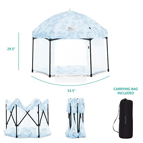 Image of Dream On Me Onyx Playpen Set with Canopy, Sky Blue