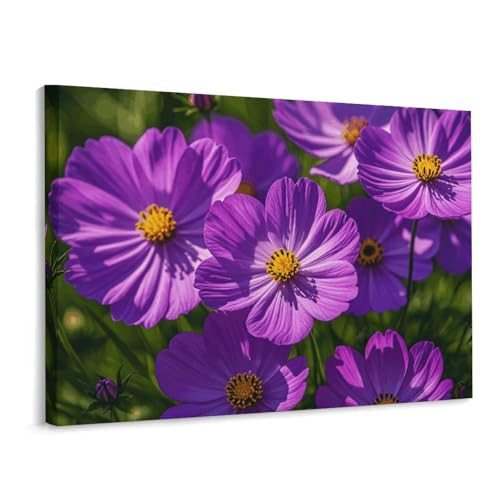 Toile murale fleurs violettes idée cadeau déco Noël salon