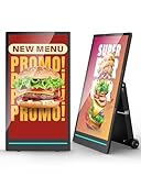55" Outdoor Digital Customer Stopper, Digital Signage Display with Rechargeable Battery, 2000 Nits High Brightness LCD, IP65 Waterproof Movable Poster Stand with Wheels, für Gastronomie & Retail