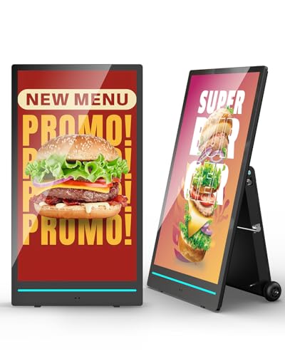 YCKJNB 43 Zoll Digitaler Kundenstopper, 1800 Nit, com bateria de porta ricaricabile, Staubdicht und Wasserdicht, ecrã de sinalização digital (preto, 55 polegadas)