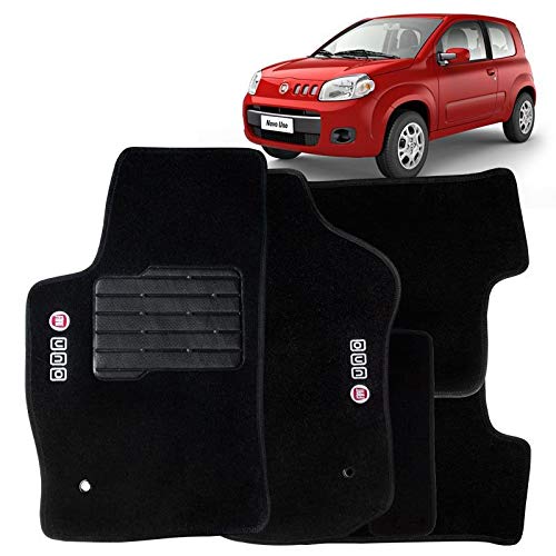 Tapete Carpete Novo Fiat Uno 2011 a 2018 Preto Bordado