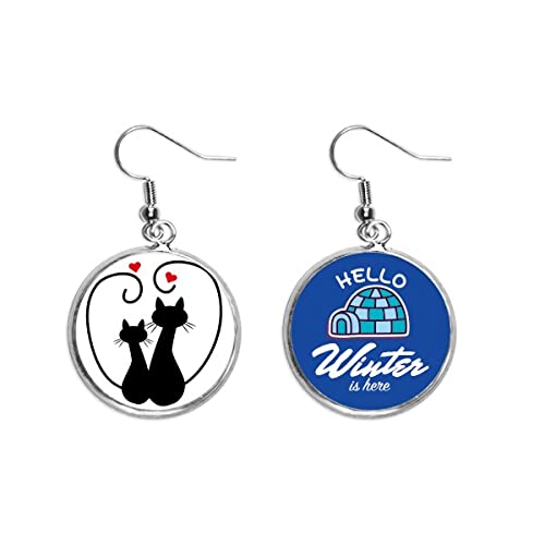 Pendientes de gato con silueta animal hechos para invierno y San Valentín