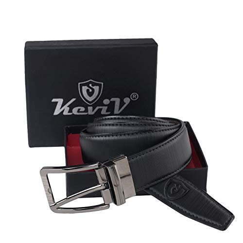 Image of Keviv PU-Leather Formal, Casual & Reversible Belts For Men (Black /Brown) (GB-)