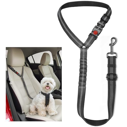 Dog Seat Belt For Cars - Adjustable Dog Car Harness, Headrest Dog Car Seat Belt Restraint Leads, Elastic Pet Seat Belt with Bungee Buffer, Durable Strong Leads Harness for Dogs Cats and Pets