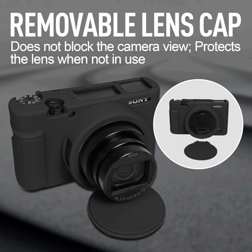 Image of Easy Hood Case for Sony DSC-RX100 IV V VI VII DSLR Camera, Silicone Camera Case Lightweight Soft Carrying Cover with Removable Lens Cover (Black)