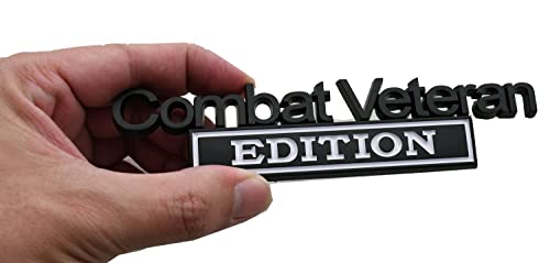 Image of 1pc Combat Veteran Edition Emblems 3D Raised Decals Exterior Truck Stickers Fender Veteran Badges Replacement for F150 F250 F350 Chevy Silverado 1500 2500 Chevrolet C10 C15 (Black White)