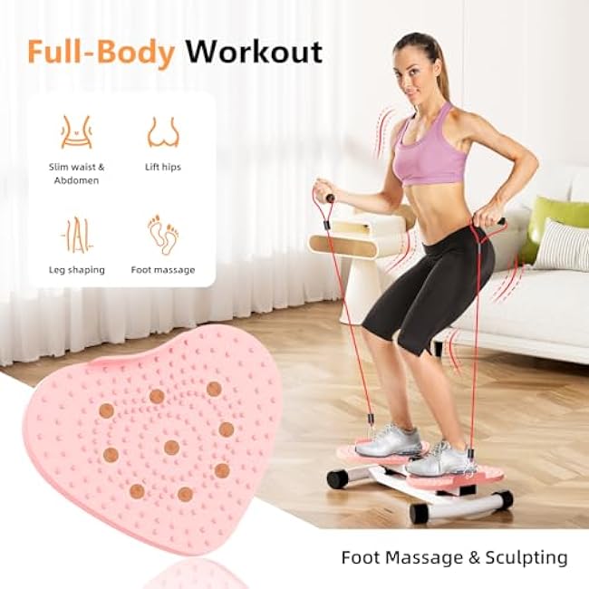 Waist Twister Machine Exercise, Ab Twister Board with 330 lbs Weight Capacity Ultra-Quiet Pilates Board for Women Belly Fat Loss, Noiseless Core Ab Exercise Home Gym Exercise Equipment with Foot Massage for Women Men
