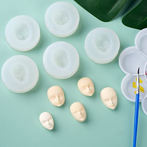 Pagow 5Pcs Human Face Silicone Girl Molds For Diy Chocolate Cake Fondant Biscuit Sugar Pudding Hard Candy Dessert Candle Polymer Clay Fondant Decoration Mould #TOP3