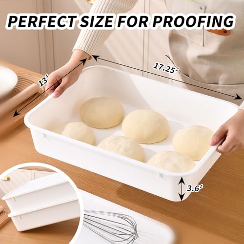 Image of 2 Pack Pizza Dough Proofing Box, Pizza Storage Container，Food Storage Containers with Lids，Pizza Pack Container Expandable，Bread Proofing Box，Stackable Commercial Quality Trays with Covers