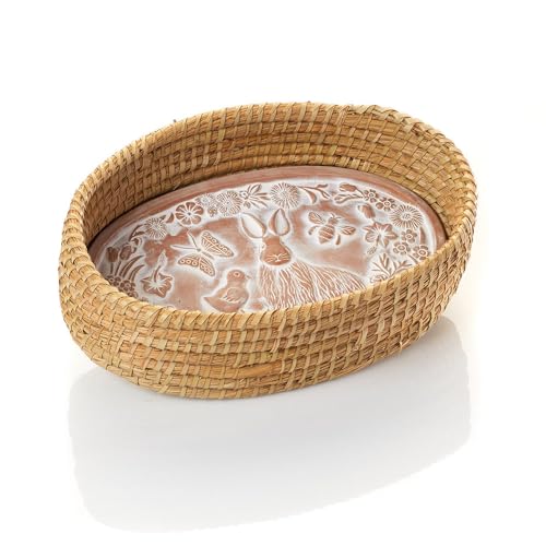 Better World Bio Bread Basket with Terracotta Warmer, Bread Basket, Bread Basket for Serving, Sized 12.5" w x 8.5" d x 3.5" h, Nature Inspired Spring Friends Design