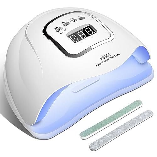BLISSCARE Lámpara Led Uñas UV LED 150W, Curado de Esmalte de Lámpara Uñas Semipermanentes, Secado Rápido con Sensor Automático y Función de Temporizador - 10S/30S/60S/99S para Manicura (Blanco)