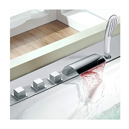 Mitigeur baignoire cascade eau chaude eau froide mélangeur 5 trous LED - 2