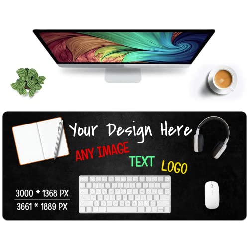 Desk Pad, Large Extended Mouse Pad, Image Text Logo Non-Slip Desk Mat for Desktop, Custom Personalized Desk Pad for Keyboard and Mouse, Desk Pad Protector for Office and Home – Make Your Own Desk Pad