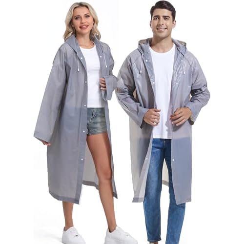 2PCS Borogo Rain Coats for Adults – Reusable Rain Jackets for Men & Women