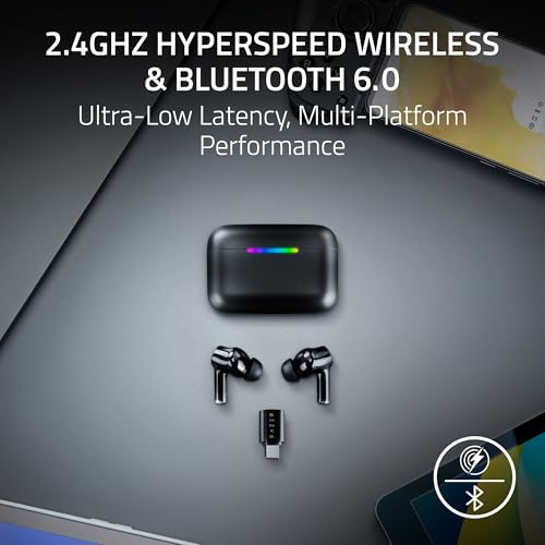 Image of Razer Hammerhead V3 HyperSpeed Wireless Multi-Platform ANC Gaming Earbuds - 2.4GHz & Bluetooth 6.0, Up to 40 Hr Battery, THX Spatial Audio, for Smartphones, PC, Laptop, Tablet, PS5, Steam Deck - Black