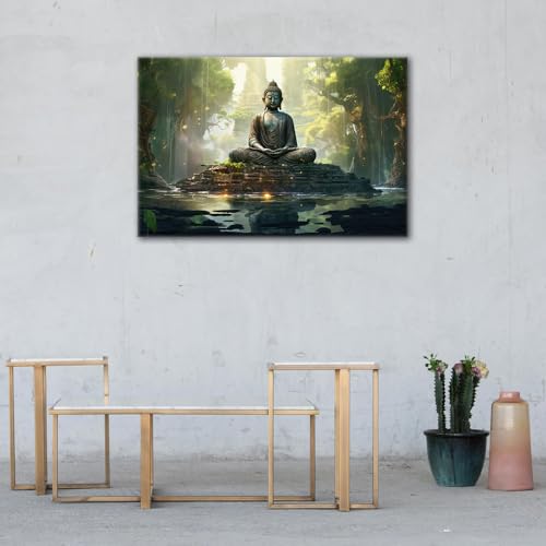 Statue de Bouddha décoration murale d'intérieur grand format - 3