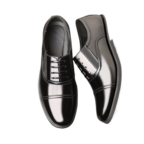 Men's Leather Shoes Business Casual Three-Joint Soft Sole Black Work Shoes Versatile Trendy British Fashion Pointed Leather Shoes Oxfords(7.5)2