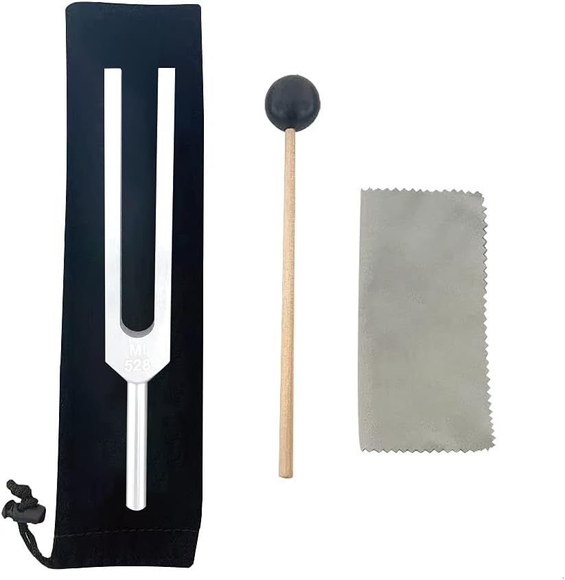 LeSage 528 hz Tuning Fork with Silicone Hammer Cleaning Cloth Violin/Guitar/Piano Tune Non-Magnetic Aluminum Alloy