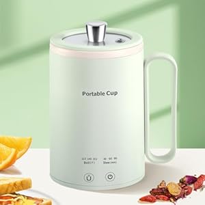 JANHESTY Small Portable Electric Kettle: 400ml Mini Hot Water Boiler Heater, 300W Travel Tea Coffee Kettle, Personal Health Stew Pot with Temperature Control, Timer, Keep Warm & Boil Dry Protection