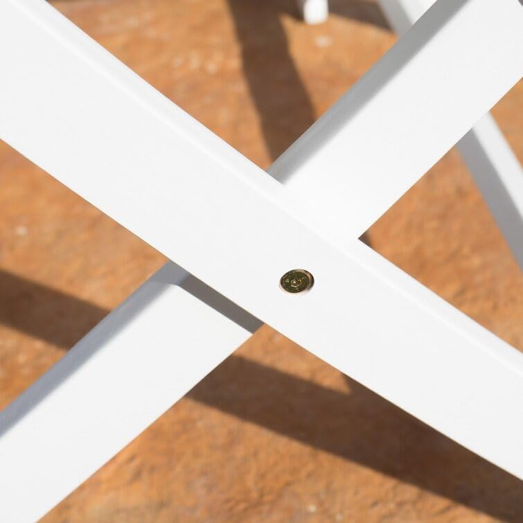 Rectangular 4 - Person Outdoor Dining Set, Piece Foldable Outdoor Patio Dining Set - 4-Chairs and 1 Table - Teak Oil Finish. (White)