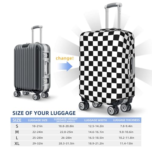 VOSERY Travel Luggage Cover - Chessboard Checkerboard black white Washable Suitcase Covers Protector Fits 18-32 Inches Luggage4