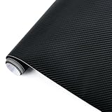 TMBMLPP Carbon Fibre Vinyl Wrap, 150x30cm Matte Black Car Wrap with Plastic Scrapers, Textured 4D Effect Self-Adhesive Car Vinyl Wrap, Waterproof Wrap Roll without Bubble, for Cars Motorcycles