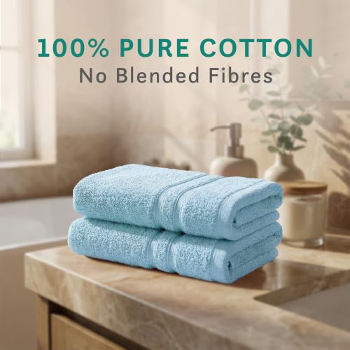 Image of MYTRIDENT Trident Hand Towels, 100% Cotton, Highly Absorbent, Super Soft, 2 Piece Hand Towel Set, 400 GSM, Hand Towel Set of 2, Gym - Spa Towel, Comfort Living Towel-Cool Blue