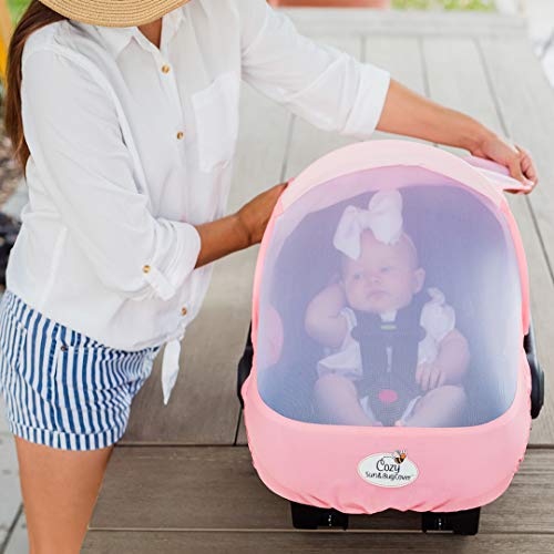 Summer Cozy Cover Sun & Bug Cover (Glacier Gray) - The Industry Leading Infant Carrier Cover Trusted by Over 2 Million Moms Worldwide for Protecting Your Baby from Mosquitos, Insects & The Sun - Thumbnail 5