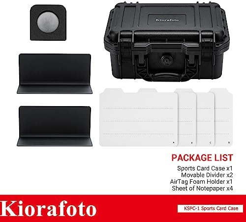 Kiorafoto Graded Card Storage Case - Hard Case, IP67 Waterproof Trading Card Storage Box for 100+ 3"x 4" 35pt TOPLOADER or 15+ 180pt ONE-Touch Magnetic Card Case with Two Mobile Dividers and Labels